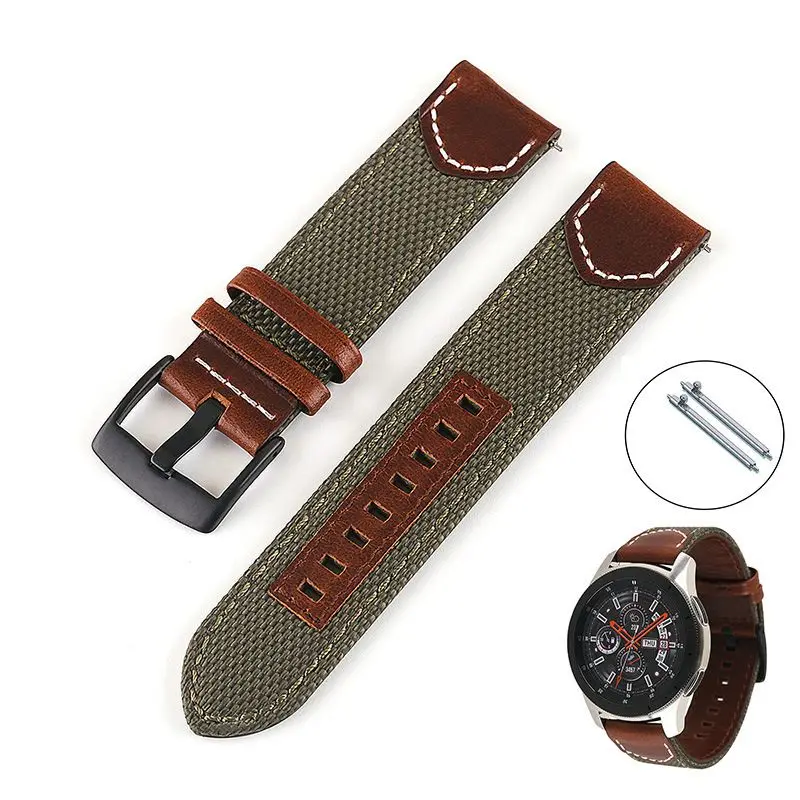 Vintage Nylon+Leather Watchband 20mm 22mm 24mm Quick Release Genuine Leather Watch Straps Replacement for Samsung Watch
Vintage Nylon+Leather Watchband 20mm 22mm 24mm Quick Release Genuine Leather Watch Straps Replacement for Samsung Watch