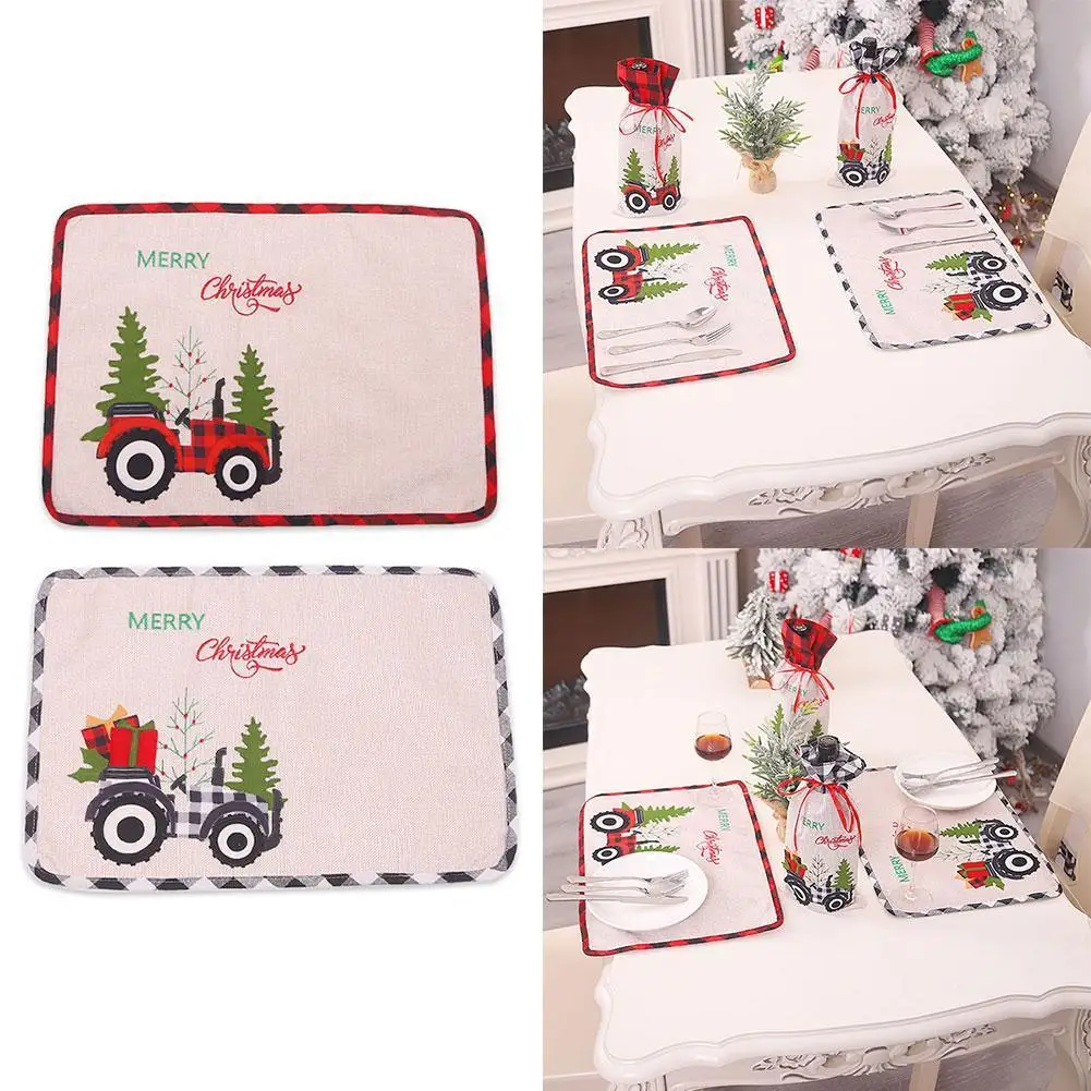 

Christmas Plaid Placemat Tablecloth Soft Mat Washable Tableware Table Home Table Design Simple Fabric Mats Napkins S3X8