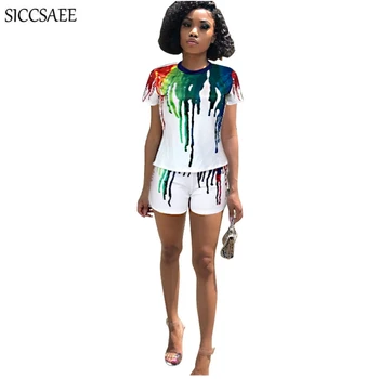 Colorful Paint Flowing Two Piece Set Short Sleeve Tee Short Sets For Women Loose Casual Playsuits Rainbow Activewear Bodysuit
Colorful Paint Flowing Two Piece Set Short Sleeve Tee Short Sets For Women Loose Casual Playsuits Rainbow Activewear Bodysuit