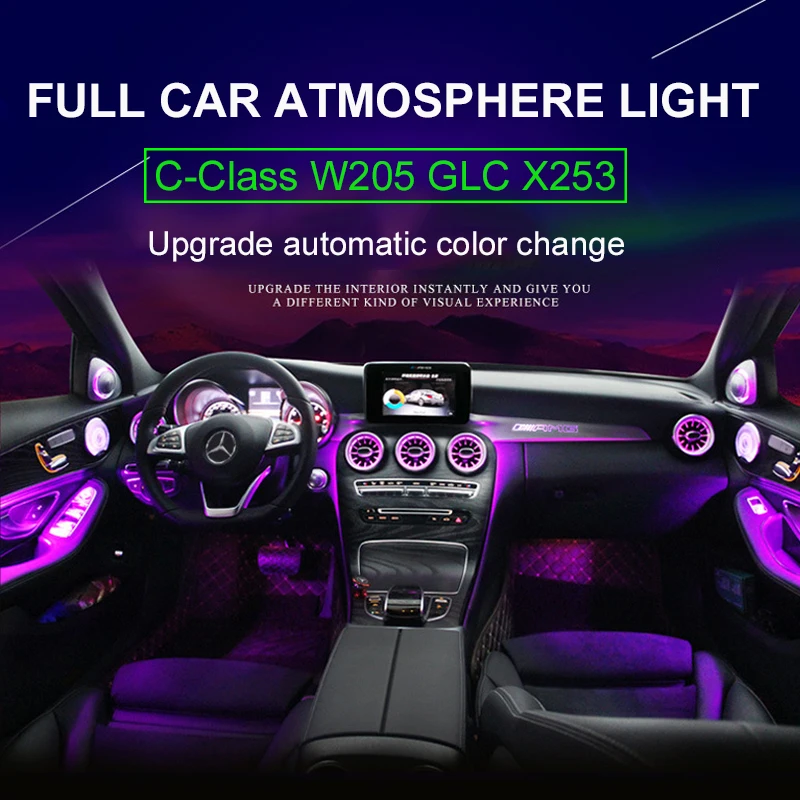 

15pc/set Ambient light For Mercedes benz W205 C class C260 C63 C200 C250 X253 GLC C180 Atmosphere advanced light decoration lamp