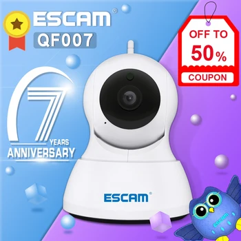 

ESCAM QF007 Mini Home Camera 720P WiFi IR Alarm Pan/Tilt IP camera Black/White