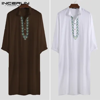 INCERUN Muslim Arabic Kaftan Mens Printed Cotton Long Sleeve Abaya Vintage Dubai Thobe Islamic Middle East Jubba Thobe Men 2019 
INCERUN Muslim Arabic Kaftan Mens Printed Cotton Long Sleeve Abaya Vintage Dubai Thobe Islamic Middle East Jubba Thobe Men 2019