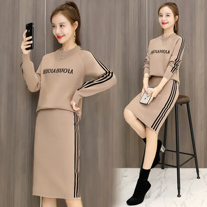 Autumn High Quality Knitting 2-piece Suite Women Long Sleeve Sweater Pullover+elastic Waist Knitted Skirt Female Sweater Suit
Autumn High Quality Knitting 2-piece Suite Women Long Sleeve Sweater Pullover+elastic Waist Knitted Skirt Female Sweater Suit