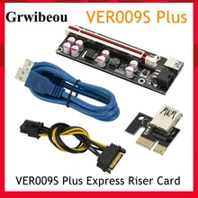 

Grwibeou VER009 USB 3.0 PCI-E Riser VER 009S Plus Express 1X 4x 8x 16x Extender Pcie Riser Adapter Card SATA 15PIn To 6Pin Power