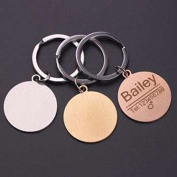 Tri-color stainless steel keychain jewelry, custom round phone keychain personalized name phone information keychain
Tri-color stainless steel keychain jewelry, custom round phone keychain personalized name phone information keychain