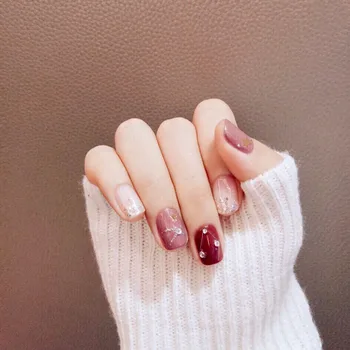 

Beautiful red bean hit pure color 3d fake nails Sailor Moon cute false nails 24pcs Bride lady full nail tips short size