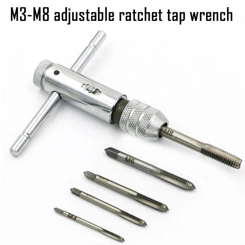 M3-M8 Adjustable Ratchet Tap Tap Wrench For Tap Tapping Hand For Reversing Wrench Manual Tapping Accessories -1 Set
M3-M8 Adjustable Ratchet Tap Tap Wrench For Tap Tapping Hand For Reversing Wrench Manual Tapping Accessories -1 Set