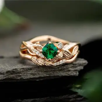 Huitan Romantic Irregular Plant Rings With Gepmetric Green Cubic Zircon Stone Fresh Leaves Band Design Engagement Rings Hot
Huitan Romantic Irregular Plant Rings With Gepmetric Green Cubic Zircon Stone Fresh Leaves Band Design Engagement Rings Hot