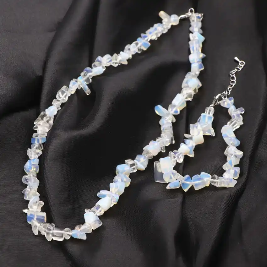 transparent opal crystal necklace bracelet set for women free