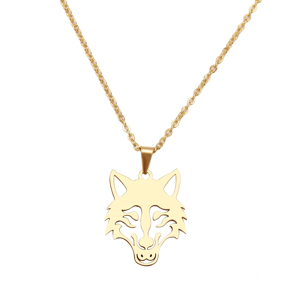 Stainless Steel Necklace for Women Man Wolf Head