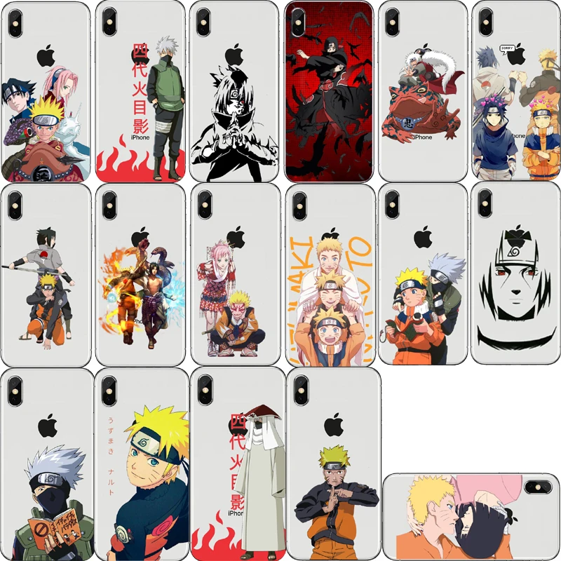 

Moda Anime Uzumaki Naruto sasuke kakashi Soft TPU Tampa Da Caixa Do PC Para O iPhone Da Apple X XR XS Max 8 7 6 Plus 5 4 Coque