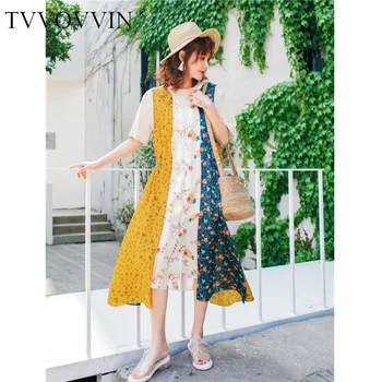 TVVOVVIN Summer Vacation Contrast Color Stitching Fake Two-piece Dress Wide Loose Fork Chiffon Floral Print Streetwear A815
TVVOVVIN Summer Vacation Contrast Color Stitching Fake Two-piece Dress Wide Loose Fork Chiffon Floral Print Streetwear A815