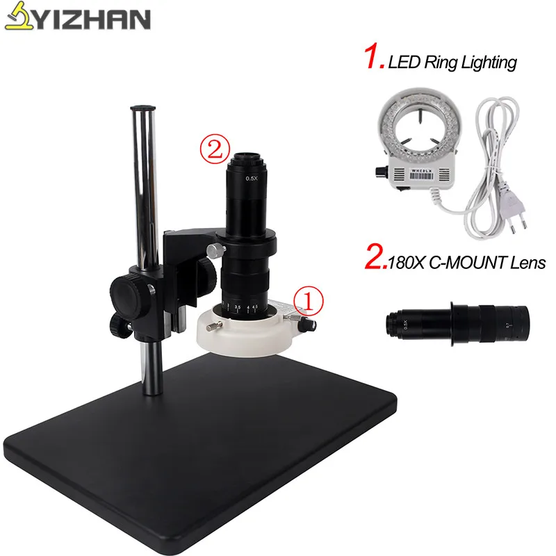 Digital Microscope for electronics metal bracket base set 180X C mount lens+ LED Ring Light For Phone Chip Repair
Digital Microscope for electronics metal bracket base set 180X C mount lens+ LED Ring Light For Phone Chip Repair