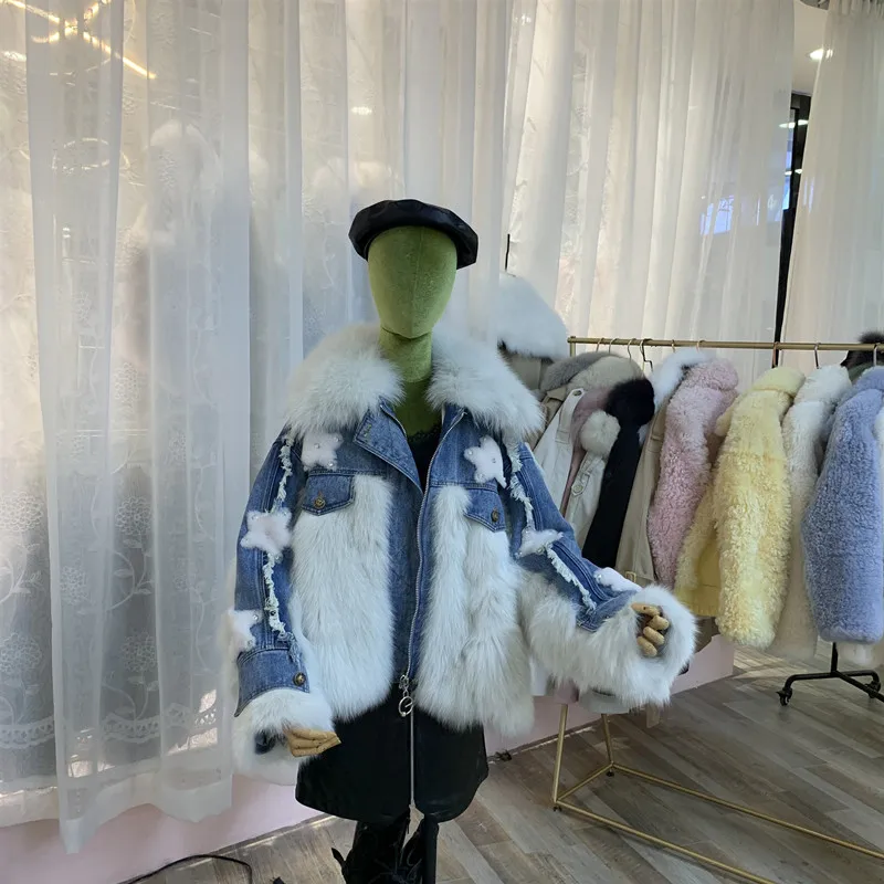 denim jacket with fur real fox fur star (8)