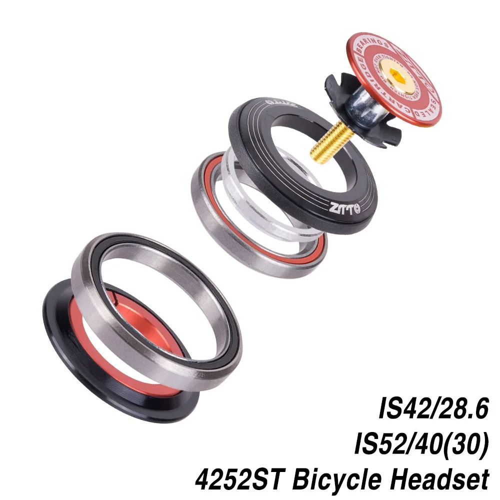 

MTB Bicycle Headset 42mm 52mm CNC 1 1/8"-1 1/2" Tapered Tube fork Straight IS42 IS52 Integrated Angular Contact Bearing 4252ST