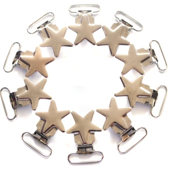 Clips Transparentes de Chupeta para Bebês: Uma Essencial para o Conforto e Segurança 10 Free Shipping 20 pcs 1'' 25mm Silver Colored Star Shaped Baby Pacifier Clips Suspender Clip Rack Plating