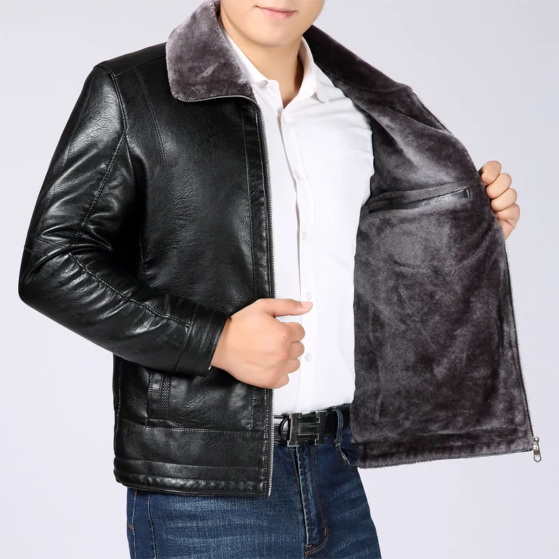 Autumn And Winter Padded Leather Coat Coat Men's Middle-aged Men'S Wear plus Velvet Warm Cotton Coat Dad Winter Cotton-padded Ja
Autumn And Winter Padded Leather Coat Coat Men's Middle-aged Men'S Wear plus Velvet Warm Cotton Coat Dad Winter Cotton-padded Ja