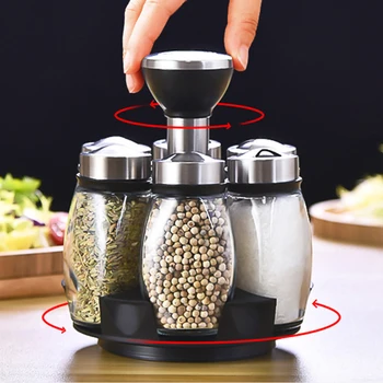 7pcs Transparent Rotating Spice Seasoning Storage Rack Stand Condiments Sprays Box Holder 6 Bottles Pepper Salt Shakers
7pcs Transparent Rotating Spice Seasoning Storage Rack Stand Condiments Sprays Box Holder 6 Bottles Pepper Salt Shakers