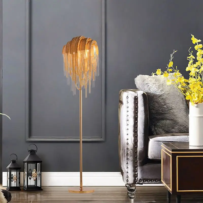 Modern Silver Led Lighting Floor Lamp For Living Room Table Lamp With Gold Fringe For Bedroom Aluminum Floor Light For Kitchen
Modern Silver Led Lighting Floor Lamp For Living Room Table Lamp With Gold Fringe For Bedroom Aluminum Floor Light For Kitchen