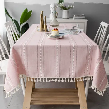 Nordic Pink Hollow Embroidered Jacquard Striped Rectangle Table cloth Tablecloth Cotton Linen Dining Table Cover Deco 
Nordic Pink Hollow Embroidered Jacquard Striped Rectangle Table cloth Tablecloth Cotton Linen Dining Table Cover Deco