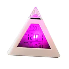 Kreatif Fashion Pyramid Jam Digital Suhu Clock 7 Warna LED Mengubah Lampu Latar LED Jam Alarm Waktu Tampilan Tanggal(China)
