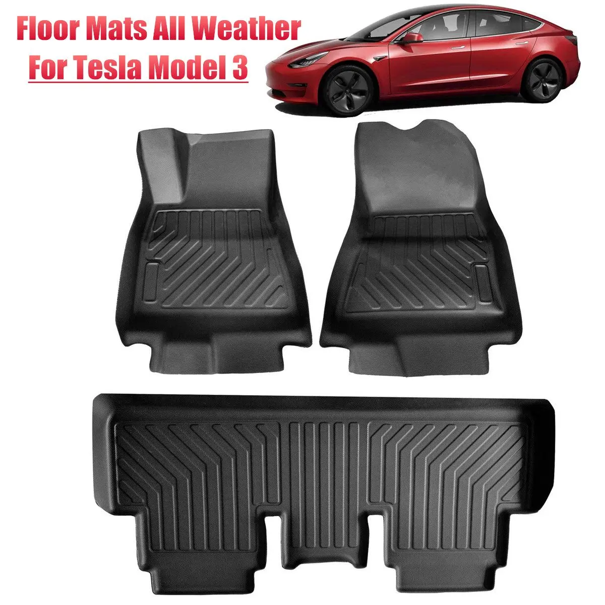 Audew 3Pcs Waterproof Durable TPO Front & Rear Black Car Floor Mat Custom Fit All-Weather Floor Carpet Cover For Tesla Model 3 
Audew 3Pcs Waterproof Durable TPO Front & Rear Black Car Floor Mat Custom Fit All-Weather Floor Carpet Cover For Tesla Model 3