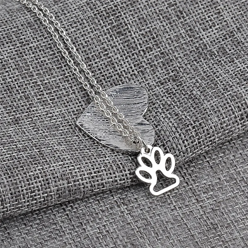 Silver Plated Best Jewelry 50 cm Maxi Necklace Dog Paw Prints Love Heart Shape for Women Christmas Gifts | Украшения и аксессуары
