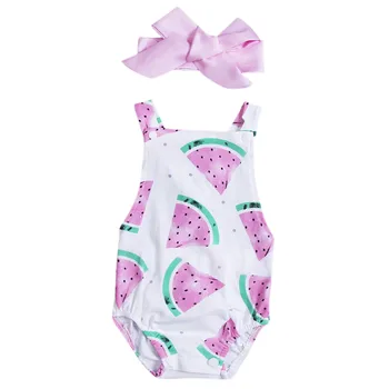 Summer Cute Baby Girls Romper Jumpsuit Headband Watermelon Printed Outfits Sunsuit Set New 0-24M Children Kids Clothes Hot 
Summer Cute Baby Girls Romper Jumpsuit Headband Watermelon Printed Outfits Sunsuit Set New 0-24M Children Kids Clothes Hot