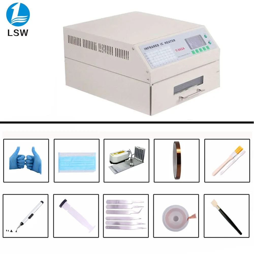 T-962A Infrared IC Heater T962A Desktop Reflow Oven BGA SMD SMT Rework Sation T 962A Reflow Wave Oven
T-962A Infrared IC Heater T962A Desktop Reflow Oven BGA SMD SMT Rework Sation T 962A Reflow Wave Oven