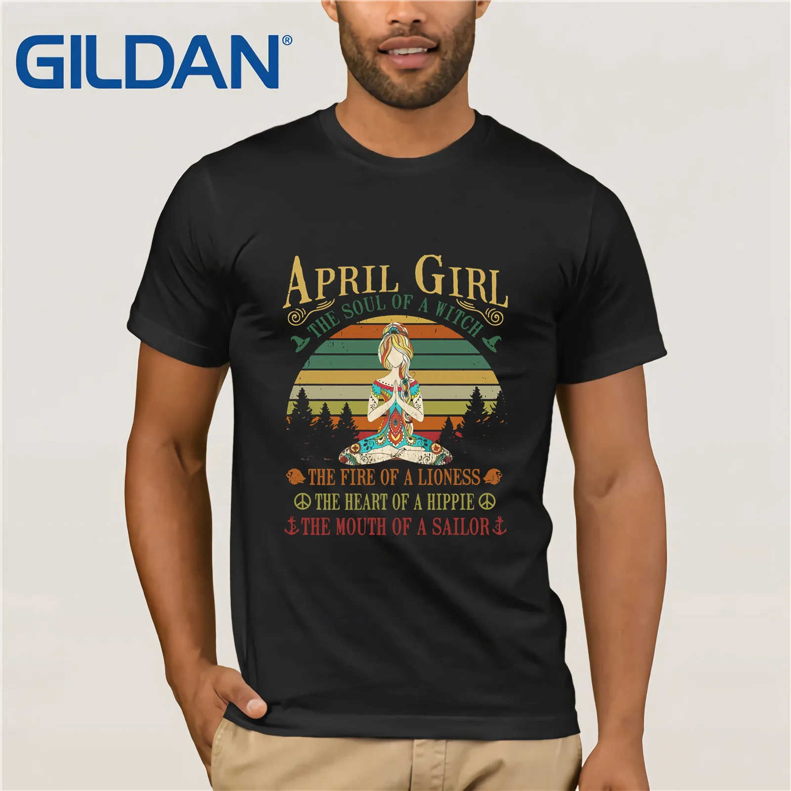 April Girl The Soul Of A Witch The Fire Of A Lioness The Heart Of A Hippie The Mouth Of A Sallor T-SHIRT