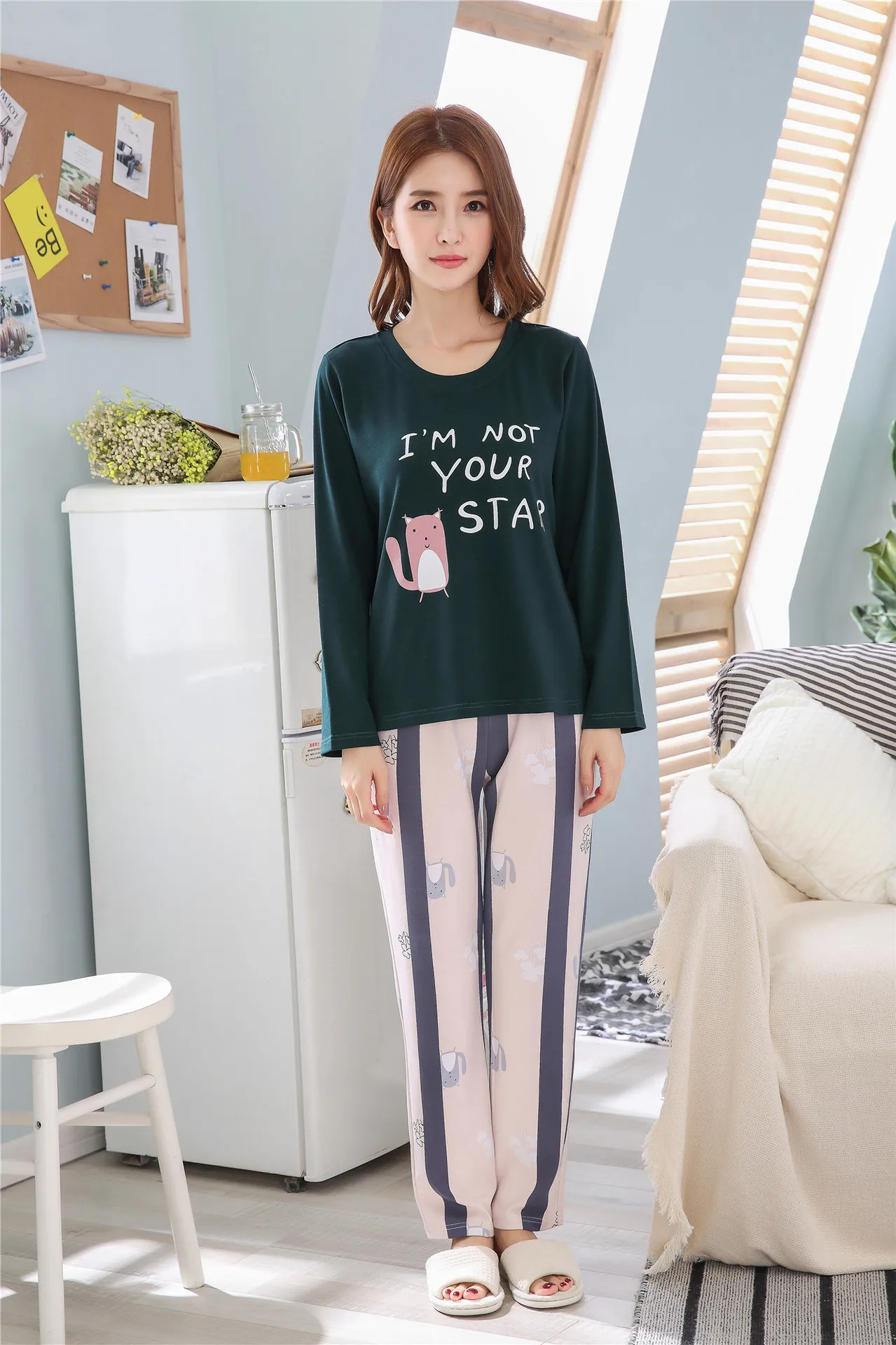 Pajamas Women's Spring And Autumn Autumn Pure Cotton Long Sleeve Tracksuit Cotton Summer Thin Section Korean-style Large Size Tw
Pajamas Women's Spring And Autumn Autumn Pure Cotton Long Sleeve Tracksuit Cotton Summer Thin Section Korean-style Large Size Tw