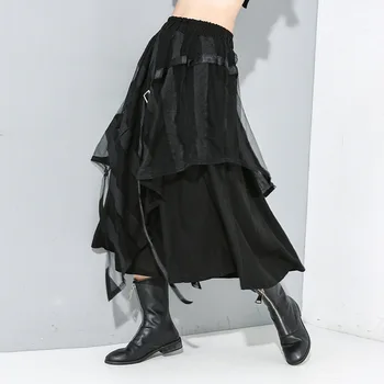 Women Spring Autumn 2020 New Style Temperament Black Mesh Patchwork Half-body Skirt a Line Irregular Skirt Big Size Fashion 
Women Spring Autumn 2020 New Style Temperament Black Mesh Patchwork Half-body Skirt a Line Irregular Skirt Big Size Fashion