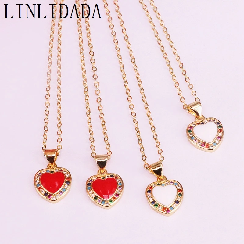 12Pcs Fashion Women Jewelry Micro Pave Multi Rainbow CZ Enamel Heart Charms Pendant Necklaces
12Pcs Fashion Women Jewelry Micro Pave Multi Rainbow CZ Enamel Heart Charms Pendant Necklaces