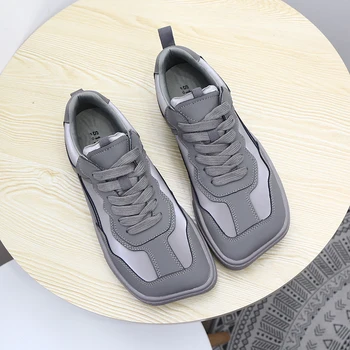 High Quality Women Leather Shoes Trend Wild Lok Fu Increased Breathable Vintage Sneakers Daily Footwear Outdoor Grey Casual Shoe 
High Quality Women Leather Shoes Trend Wild Lok Fu Increased Breathable Vintage Sneakers Daily Footwear Outdoor Grey Casual Shoe