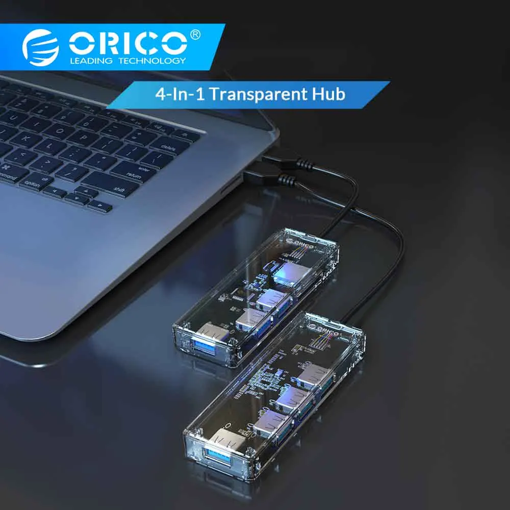 ORICO Transparent USB 3.0 HUB Multi USB Splitter High Speed 4 Ports TF SD Card Reader OTG Adapter All In One for PC Computer
ORICO Transparent USB 3.0 HUB Multi USB Splitter High Speed 4 Ports TF SD Card Reader OTG Adapter All In One for PC Computer