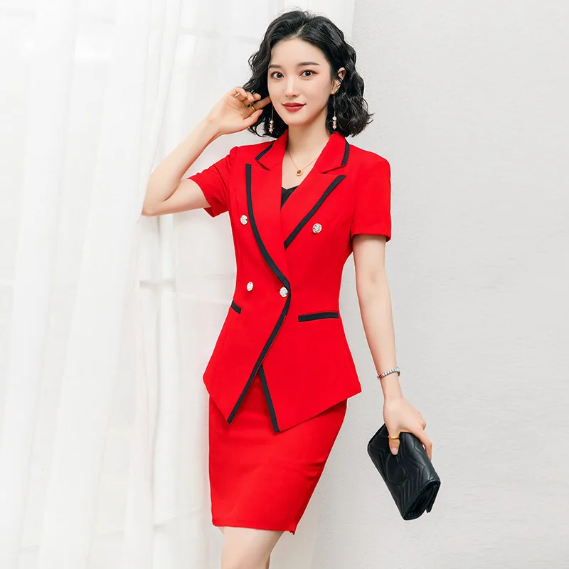 

Professional skirt suit feminine Spring and summer 2020 new high quality office ladies jacket blazer Slim skirt two-piece