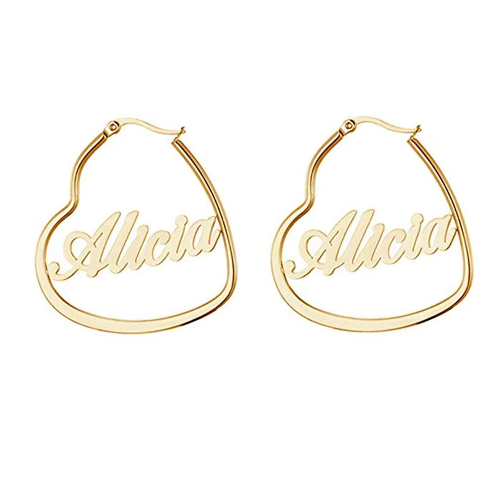 2019 Geometric Big Heart Shape Hoop Custom Name Earrings Personalized Name Gift Earrings for Her Made with Any Name
2019 Geometric Big Heart Shape Hoop Custom Name Earrings Personalized Name Gift Earrings for Her Made with Any Name