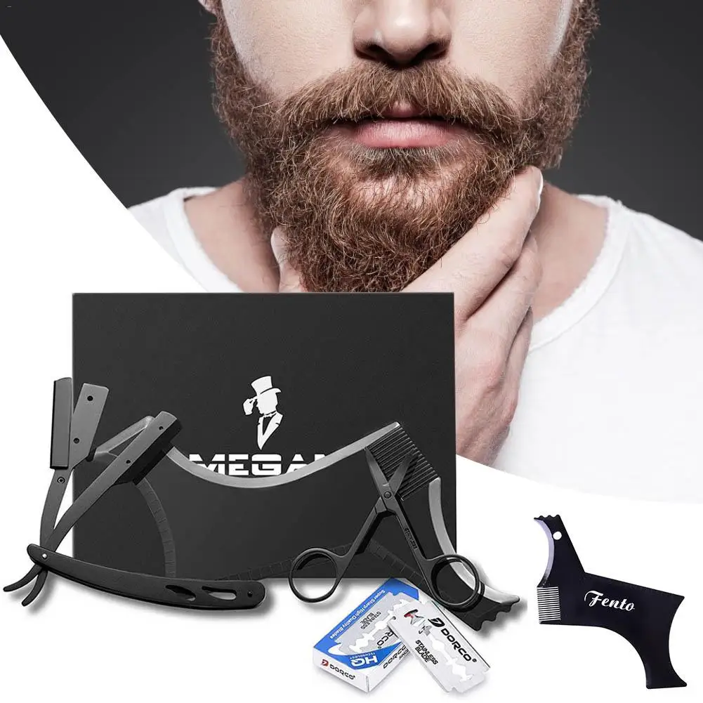 Black Stainless Steel Razor Scissors Mustache Styling Comb Shaving Blade Set Shaving Kit
Black Stainless Steel Razor Scissors Mustache Styling Comb Shaving Blade Set Shaving Kit