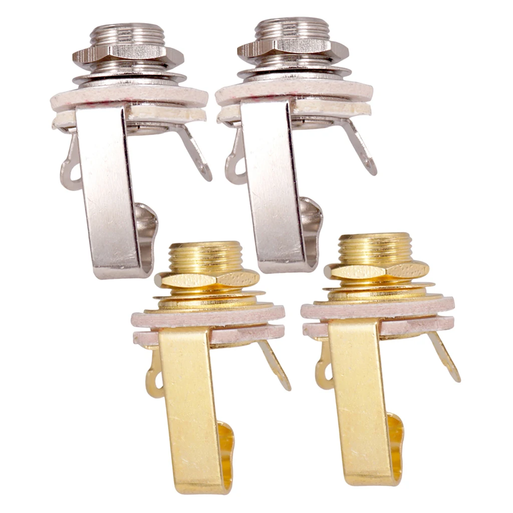 2Pcs Brass 1/4'' Jack Mono Plug Socket for Electric Guitar Bass Instrument Accs 2Pcs Brass 1/4'' Jack Mono Plug Socket for Electric Guitar Bass Instrument Accs