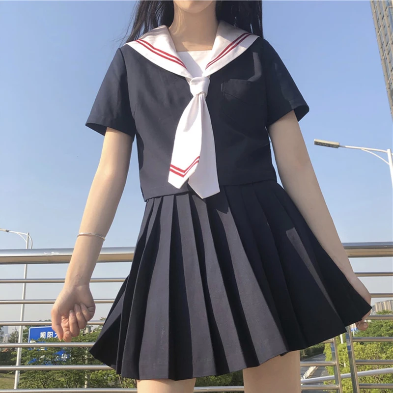 College Contrast Short-Sleeved Tops + High-Waisted Pleated Skirt JK Uniforms Suit Female Summer japanese school uniform
College Contrast Short-Sleeved Tops + High-Waisted Pleated Skirt JK Uniforms Suit Female Summer japanese school uniform