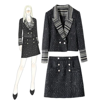 Plus Size Modis Office Work Two Piece Set for Women Sequin Tweed Blazer and Mini Wrap Skirt Ladies Casual Winter 2 Piece Set
Plus Size Modis Office Work Two Piece Set for Women Sequin Tweed Blazer and Mini Wrap Skirt Ladies Casual Winter 2 Piece Set