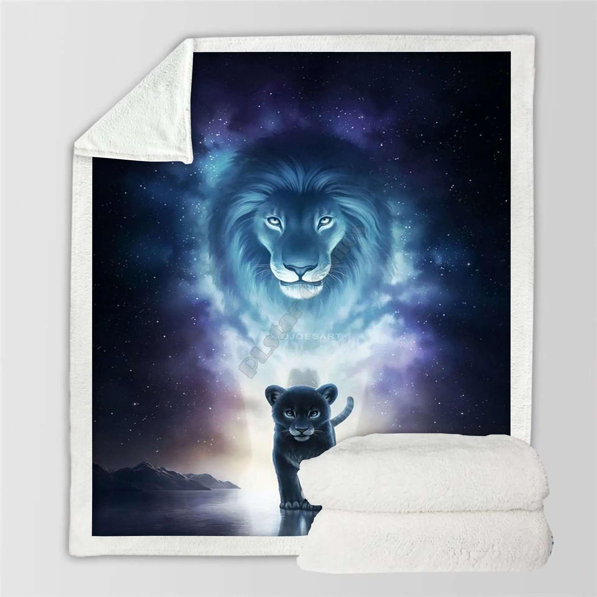 

Флисовое одеяло Plstar Cosmos с изображением Льва, шерпа с 3D принтом, одеяло на кровать, домашний текстиль, сказочный стиль-2