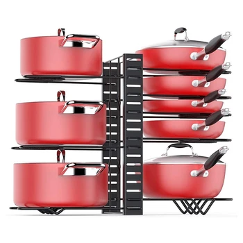 Pan Organizer Rack for Cabinet, Pot Rack with 3 DIY Methods, Adjustable Pot and Pan Organizer with 8 Tiers
Pan Organizer Rack for Cabinet, Pot Rack with 3 DIY Methods, Adjustable Pot and Pan Organizer with 8 Tiers