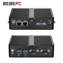 BEBEPC Mini PC Celeron J4105 J1900 Quad-Core Dual LAN Fanless Desktop Computers Celeron N2830 J1800 Windows 10 WIFI HDMI minipc