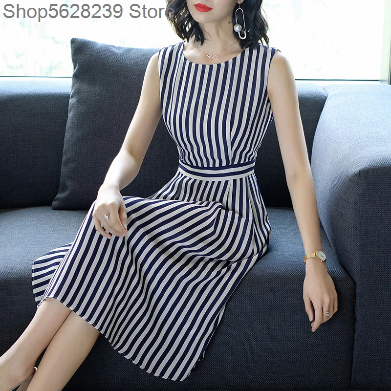 Stripes Skirt Summer Female 2020 French Platycodon Grandiflorum Skirt Waist Temperament Slim Sleeveless Leisure Chiffon Dress
Stripes Skirt Summer Female 2020 French Platycodon Grandiflorum Skirt Waist Temperament Slim Sleeveless Leisure Chiffon Dress