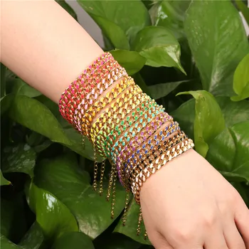 EYIKA Bohemian Multi Color enamel bracelet with copper gold plated Cuban chain bangle colorful New Design women jewelry for gift
EYIKA Bohemian Multi Color enamel bracelet with copper gold plated Cuban chain bangle colorful New Design women jewelry for gift