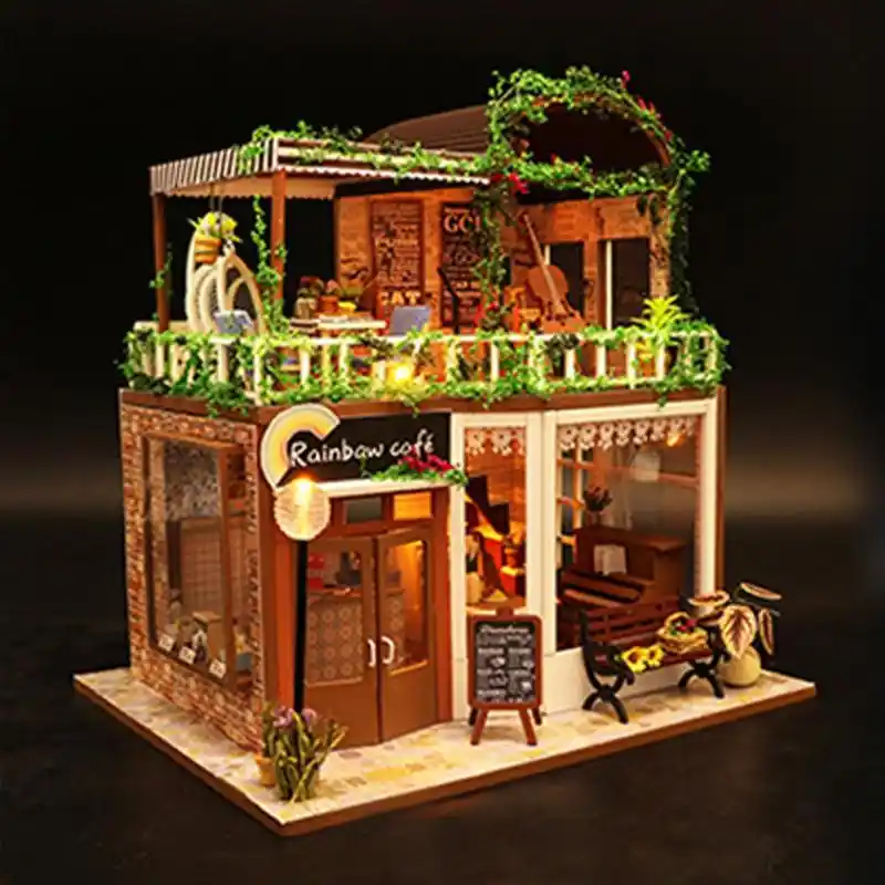 adult miniature wooden doll house model building kits dollhouse