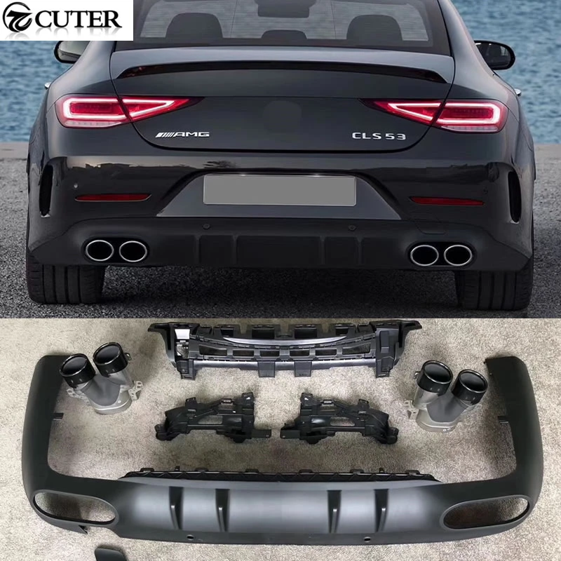 W257 CLS300 CLS53 AMG style Stainless steel exhaust pipe PP rear bumper diffuser for Benz CLS300 CLS53 Car body kit 2020
W257 CLS300 CLS53 AMG style Stainless steel exhaust pipe PP rear bumper diffuser for Benz CLS300 CLS53 Car body kit 2020