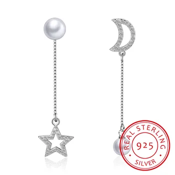 New Pearl Shiny Zirconia Star Moon Design 925 Sterling Silver Dangle Earrings for Women Girls Fine Jewelry
New Pearl Shiny Zirconia Star Moon Design 925 Sterling Silver Dangle Earrings for Women Girls Fine Jewelry
