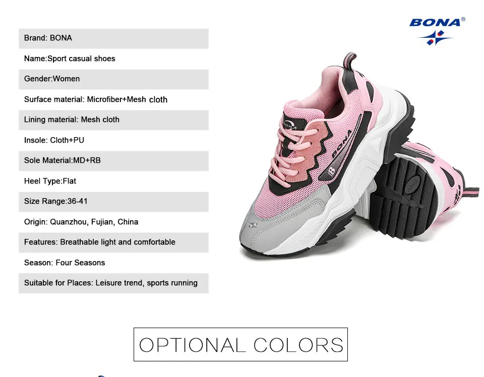 BONA 2020 New Designers Trendy Sneakers Women Jogging Shoes Trainers Lace Up Running Shoes Ladies Sport Shoes Feminimo Footwear BONA 2020 New Designers Trendy Sneakers Women Jogging Shoes Trainers Lace Up Running Shoes Ladies Sport Shoes Feminimo Footwear